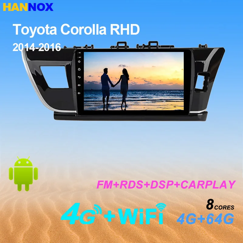 

Автомобильный мультимедийный плеер 10,1 дюйма с GPS, Android 12, радио для 2014, 2015, 2016, Toyota Corolla, Altis, RHD, Авторадио с правосторонним приводом