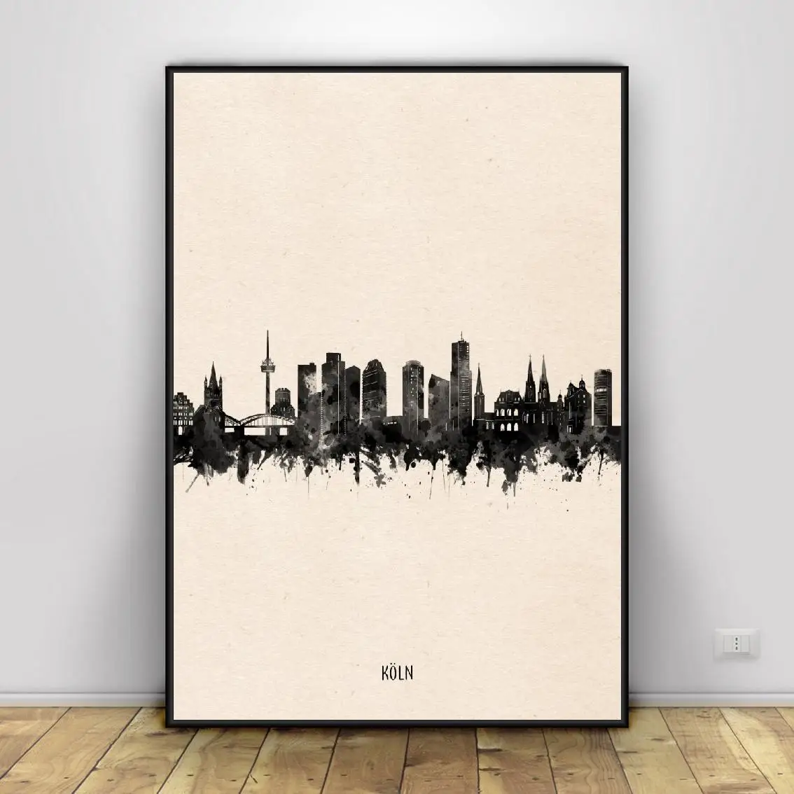 

Cologne City Black ink Abstract Canvas Painting Art Print Poster Picture Wall Modern Minimalist Bedroom Living Room Decoration