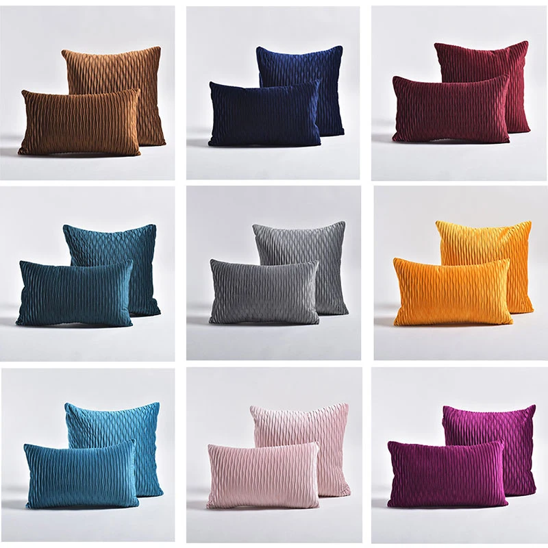 

45*45cm Simple Velvet Pillowcase Geometric Striped Cushion Cover Square Throw Pillow Cover Pillowslip Home Decorative Pillowslip