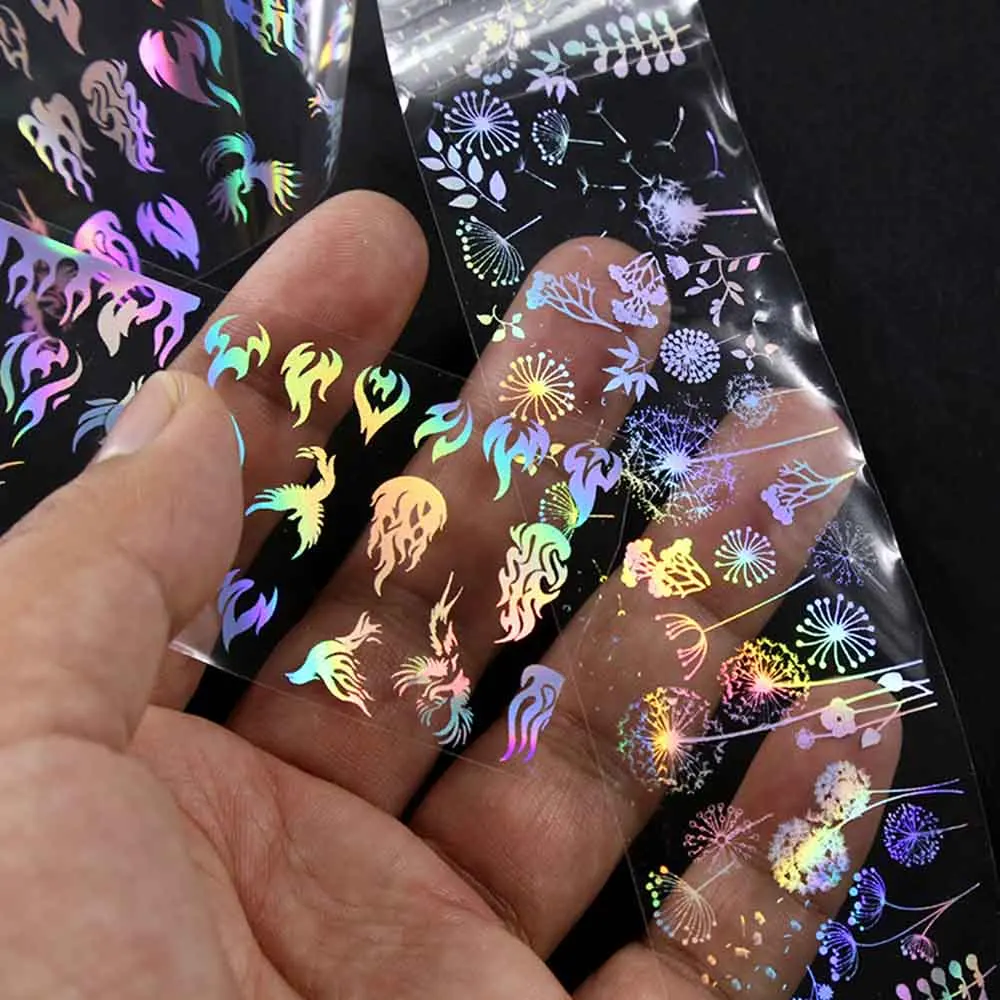 Голографическая фольга для ногтей 4*100 см/рулон Одуванчик панда бамбук