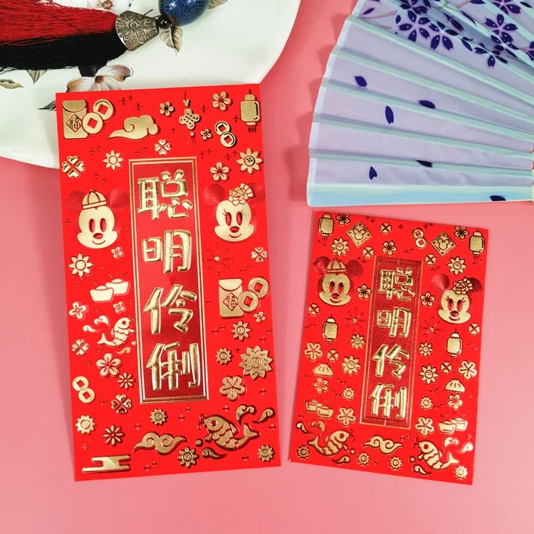 Китайский стиль Микки Минни красный пакет 2020 китайский новый год конверт 6