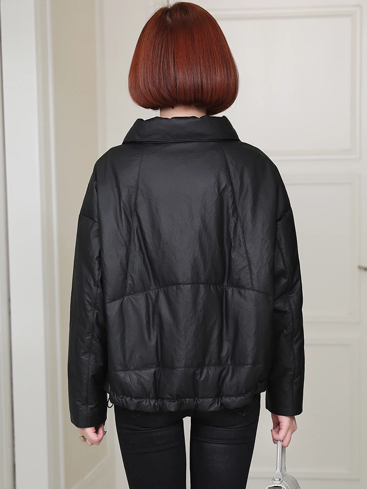 

2020 winter wear new Haining leather down jacket leather jacket women's short sheepskin stand collar fur coat