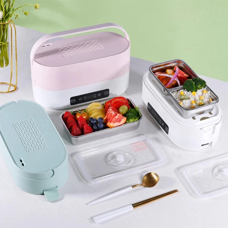 

Portable Healthy Electric Lunch Box 2 Layer Food Storage Container Office Portable Heated Bento Box Dinnerware