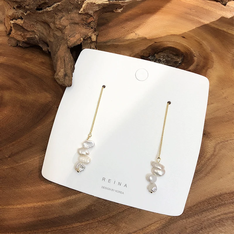 Женские длинные серьги с пресноводным жемчугом подвески в Корейском стиле