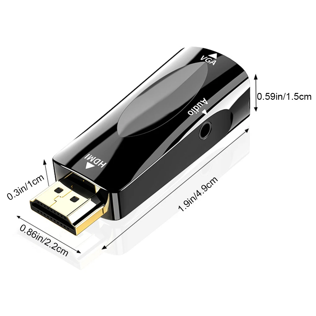 

HD to VGA Adapter Converter Home Office Male to Female Video Adapter with 3.5mm Audio Cable