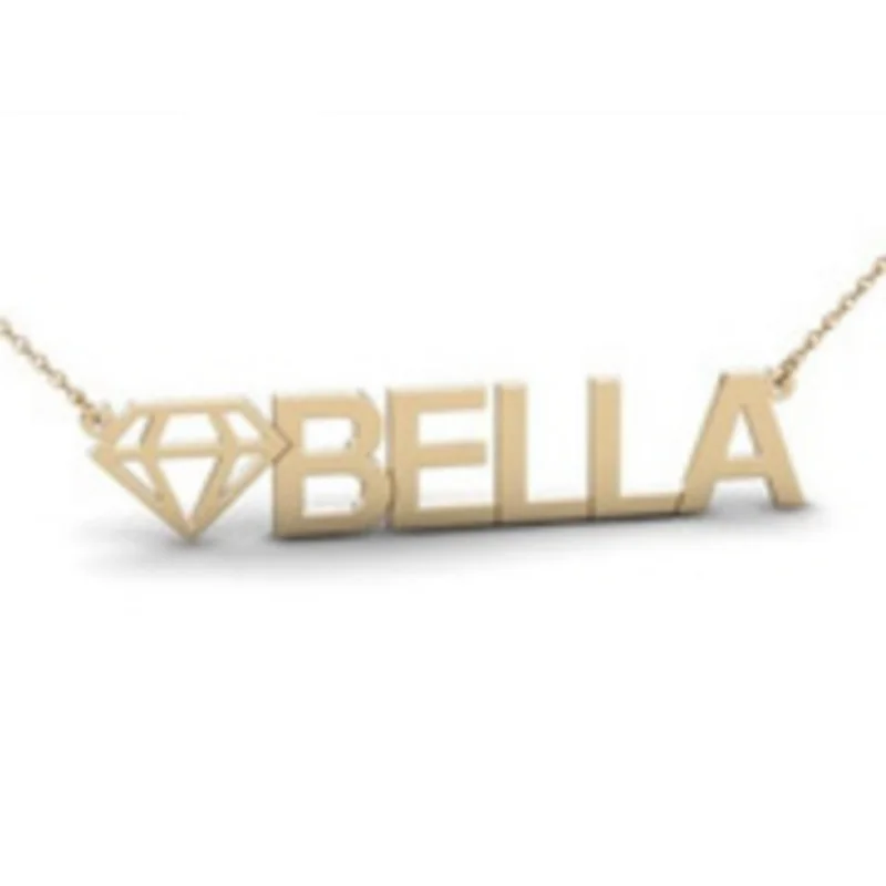 

Customized Fashion Stainless Steel Name With Diamonds Necklace Personalized Letter Gold Choker Necklaces Pendant Nameplate Gift