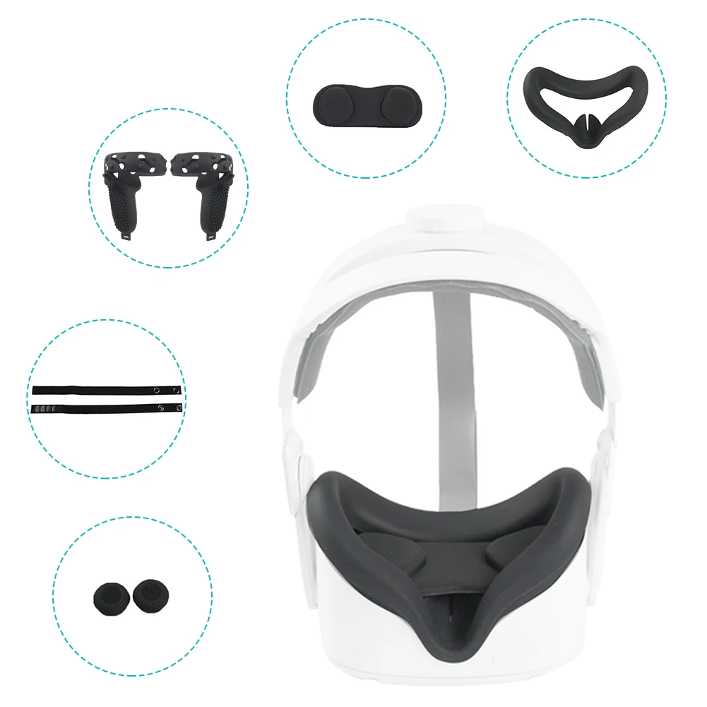 

Protective Professional Face Pad Silicone Rocker Cap VR Accessories Set Sweat Proof Non Slip Wristbands For Oculus Quest 2