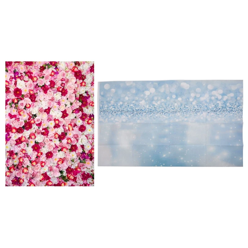 2 шт. 3x5 футов Виниловый фон для фотостудии розы цветы светильник голубой сияющий