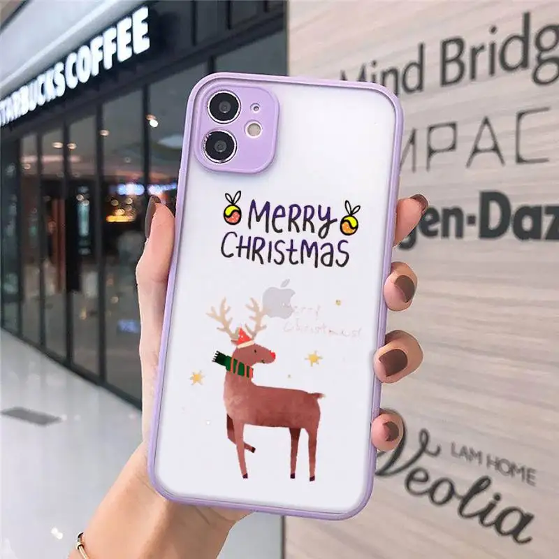 

Cute cartoon merry christmas elk fox Phone Cases matte transparent For iphone 7 8 11 12 plus mini x xs xr pro max cover