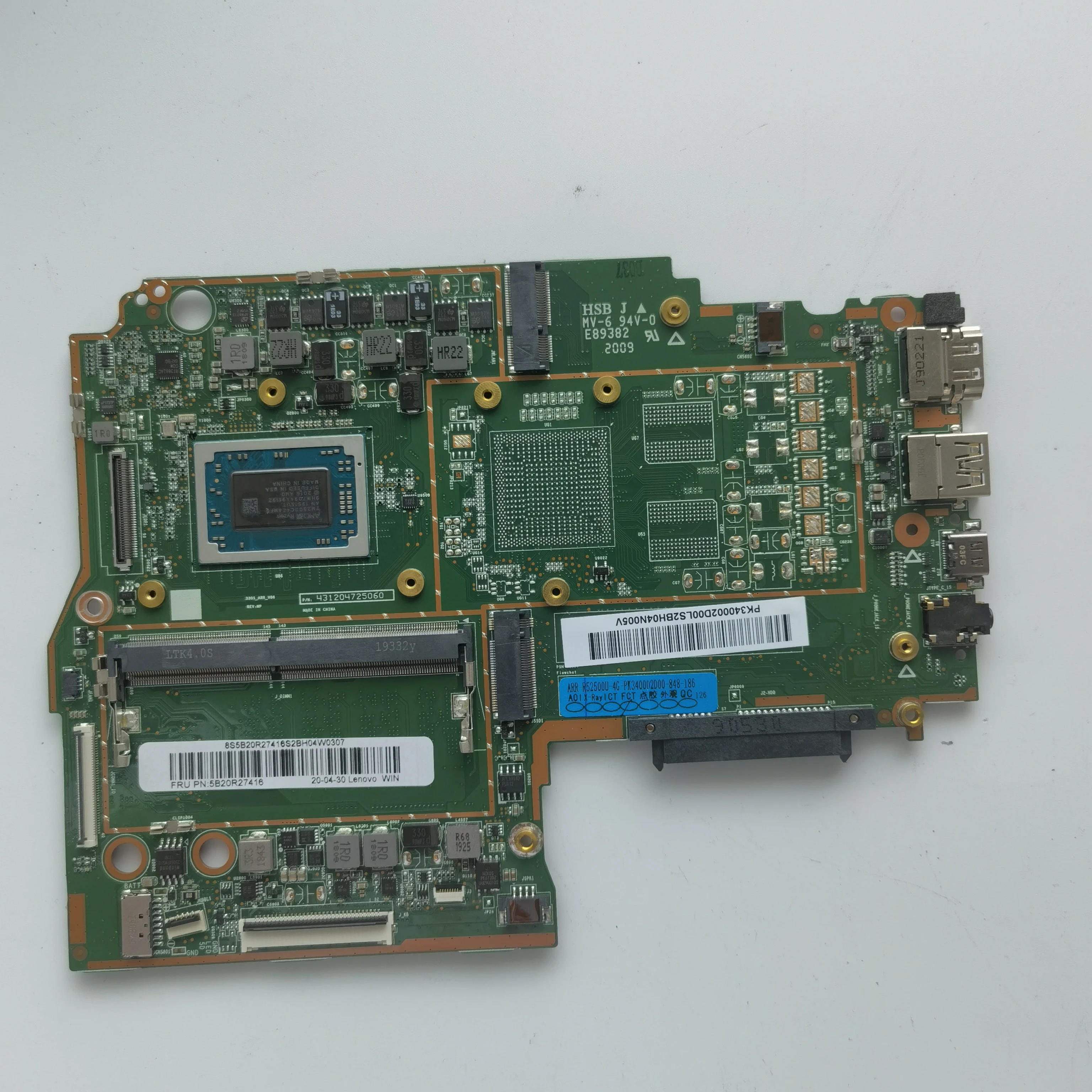 Bestellen 5B20R27416 Für Lenovo 330S-15ARR Laptop Motherboard DDR4 4G Ryzen 5 YM2500 MB 100% Getestet
