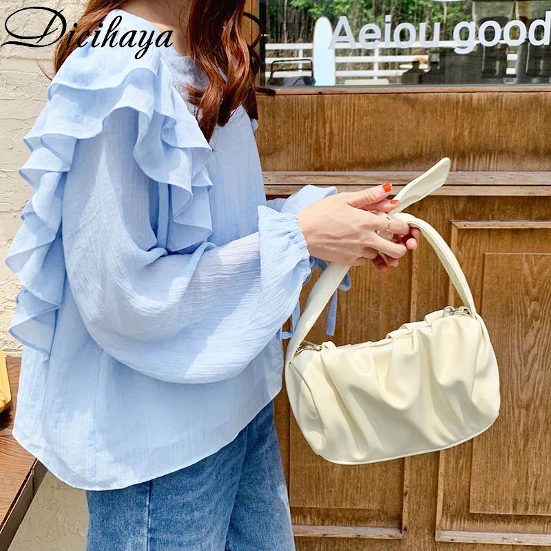 

DICIHAYA Women PU Folded Cloud Bag 2020 New Fashion Handbag Female Clutch Bag Single Shoulder Messenger Bag Fashion Underarm Bag