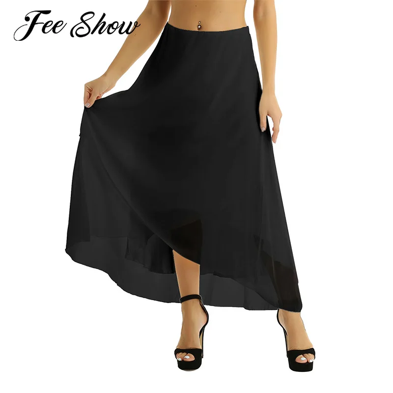 Черная женская элегантная летняя Длинная атласная сатиновая юбка с высокой