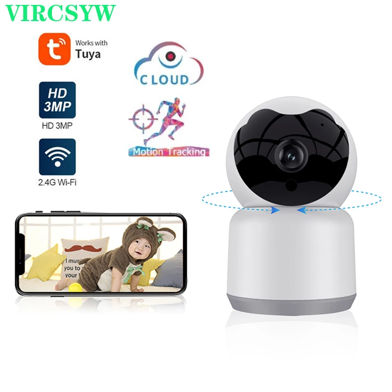 VIRCSYW 3MP Tuya smart Камера WI-FI Беспроводной домашней безопасности ИК Ночное видение