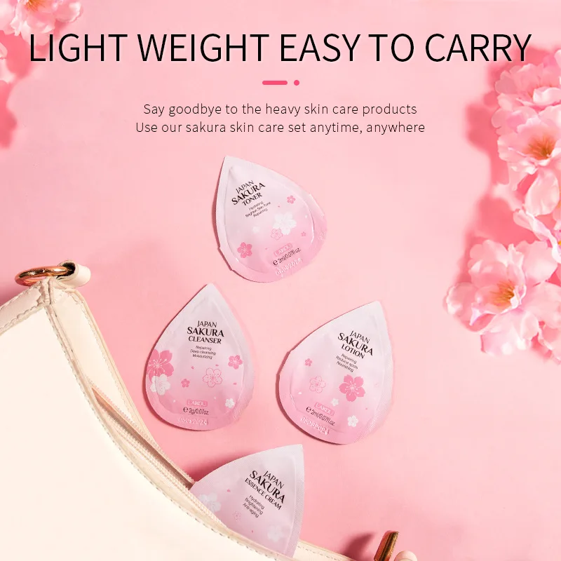 

5 sets/20pcs Sakura Skin Care Set Anti Wrinkle Fade Fine Lines Moisturizing Anti-aging Brightening Whitening Skin Care Lotion