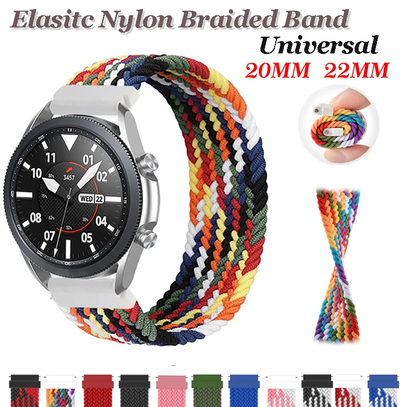 

Ремешок Solo Loop для Samsung Galaxy Watch 3 Active2, нейлоновый плетеный браслет для Huawei Watch Band Amazfit Bip, 22 мм 20 мм, универсальный