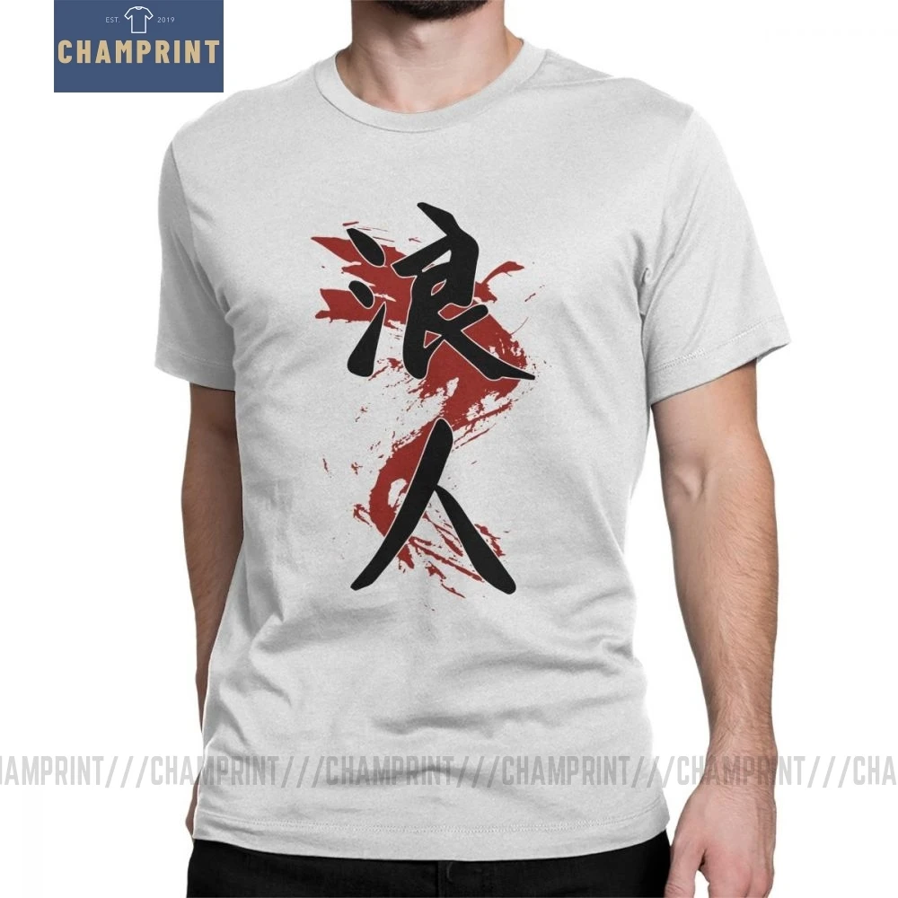 Ronin Kanji футболки для мужчин Samurai Warrior Budo Bushido Графические Топы с коротким рукавом