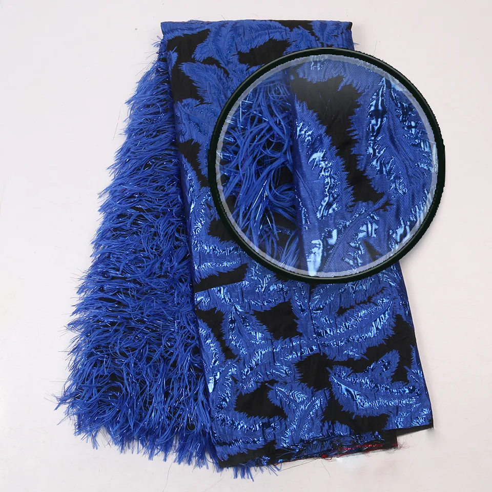 5 ярдов/партия высокое качество жаккардовое кружево Королевский синий парча