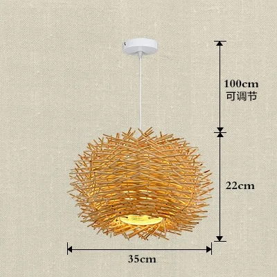 dia35cm wood color Ручной работы птица подвеска гнездо свет Плетеный Деревянный Отель Ресторан столовая кафе бар скандинавский ротанга люстра модерн подвесная подвеска - Цвет корпуса: dia35cm wood color