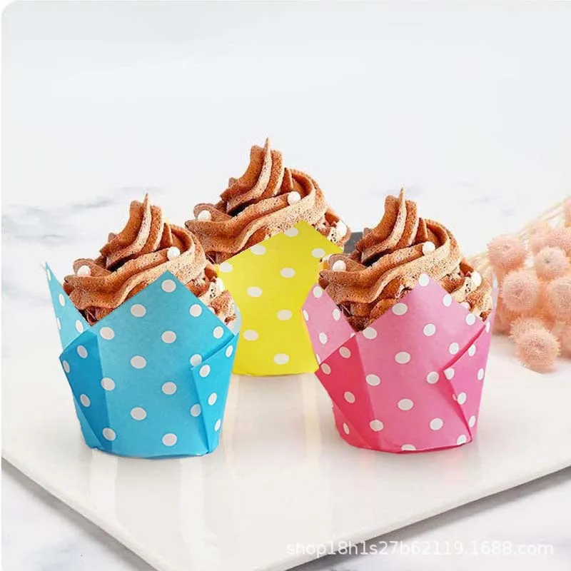 

100Pcs of Greaseproof Paper Holder Tulip Cake Cups Cupcake Liners Quick Release Muffin Cups DIY Baking Tools Dessert Decorating