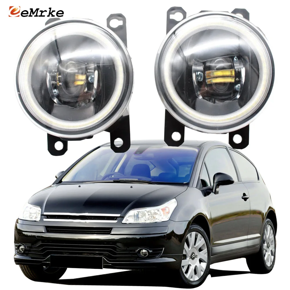 

2x LED Fog Lights Cut-Line Lens for Citroen C4 Typ L 2004 2005 2006 2007 2008 2009 2010 vts Angel Eye DRL Daytime Running Lights