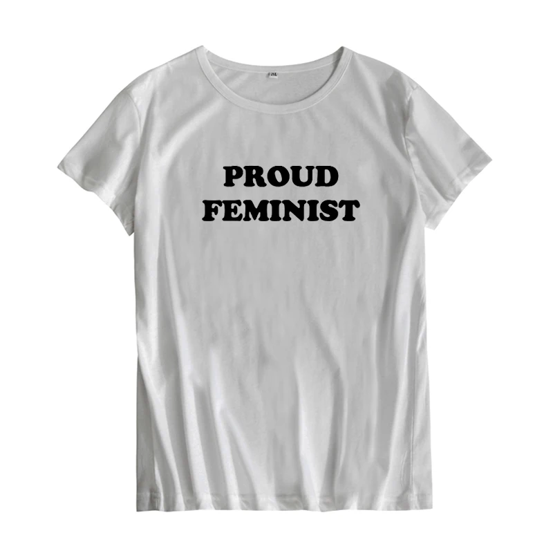 Proud Feminist T Shirt 2018 New Arrival Text Printed Hipster Women tshirt Harajuku Slogan Tee Femme Black White | Женская одежда