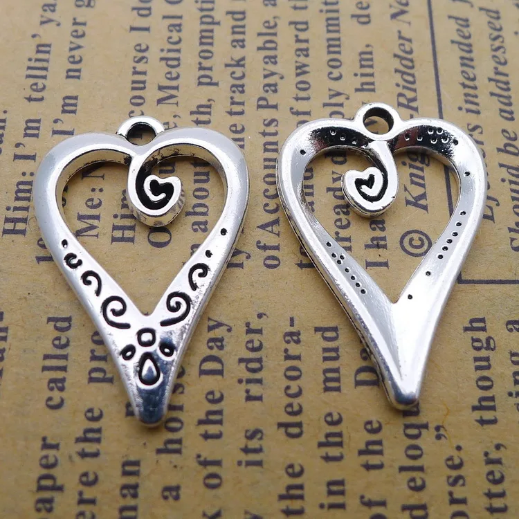 

Cute Charms For Bracelet Love Charms Antique Silver Color 17x25mm 10 Pieces