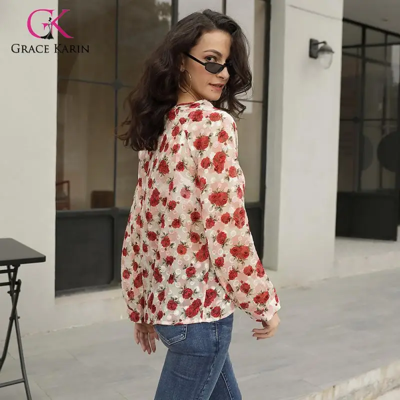 Женская блузка с круглым вырезом принтом | одежда