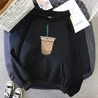 Толстовка Женская кофейная с принтом, Повседневный пуловер с карманами на завязках, модный топ в стиле хип-хоп, свитшот для пар
