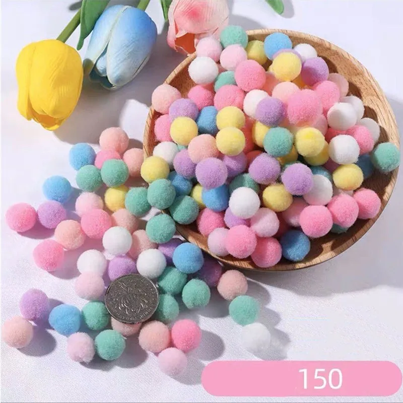 

Fluffy Soft Pompom Plush Ball 1cm 2cm DIY Handmade Mixed Color High Bouncing Hair Ball Kindergarten Kids Toy Wedding Decoration