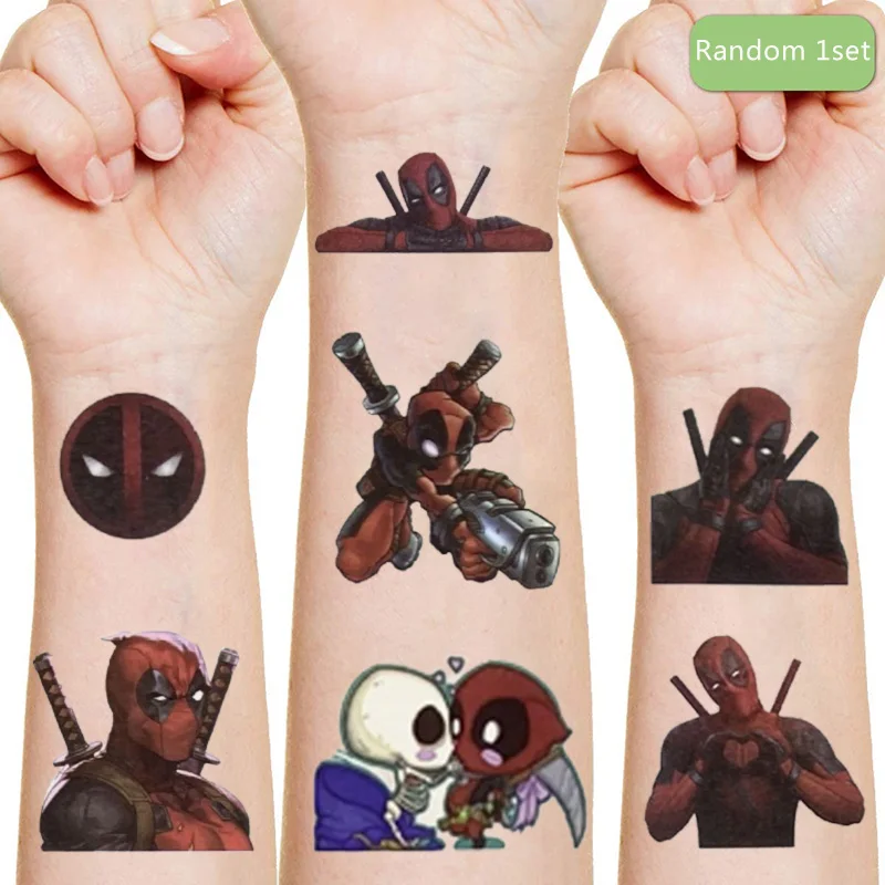 

Disney Deadpool Originales waterproof Tattoo Sticker Random 1PCS Action Figure Cartoon Kids Christmas children's Birthday Gifts