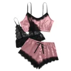 Женская пижама, сексуальный атласный пижамный комплект, сексуальное модное кружевное белье, шелковое нижнее белье, одежда для сна, топ на бретельках и шорты, удобная пижама