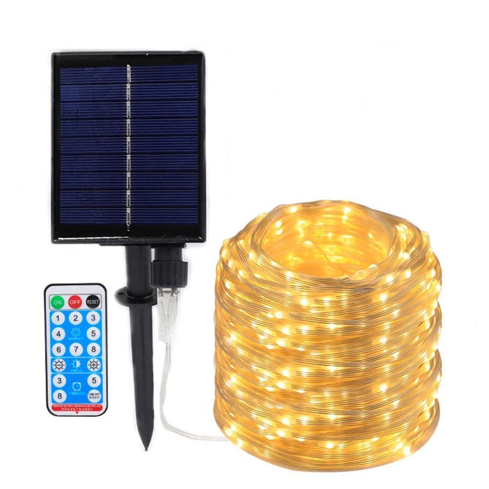 

24V Solar Light String 10m 20m 50m Remote Control Fairy Lamp for Wedding Christmas New Year Party Room Garden Patio Decoration