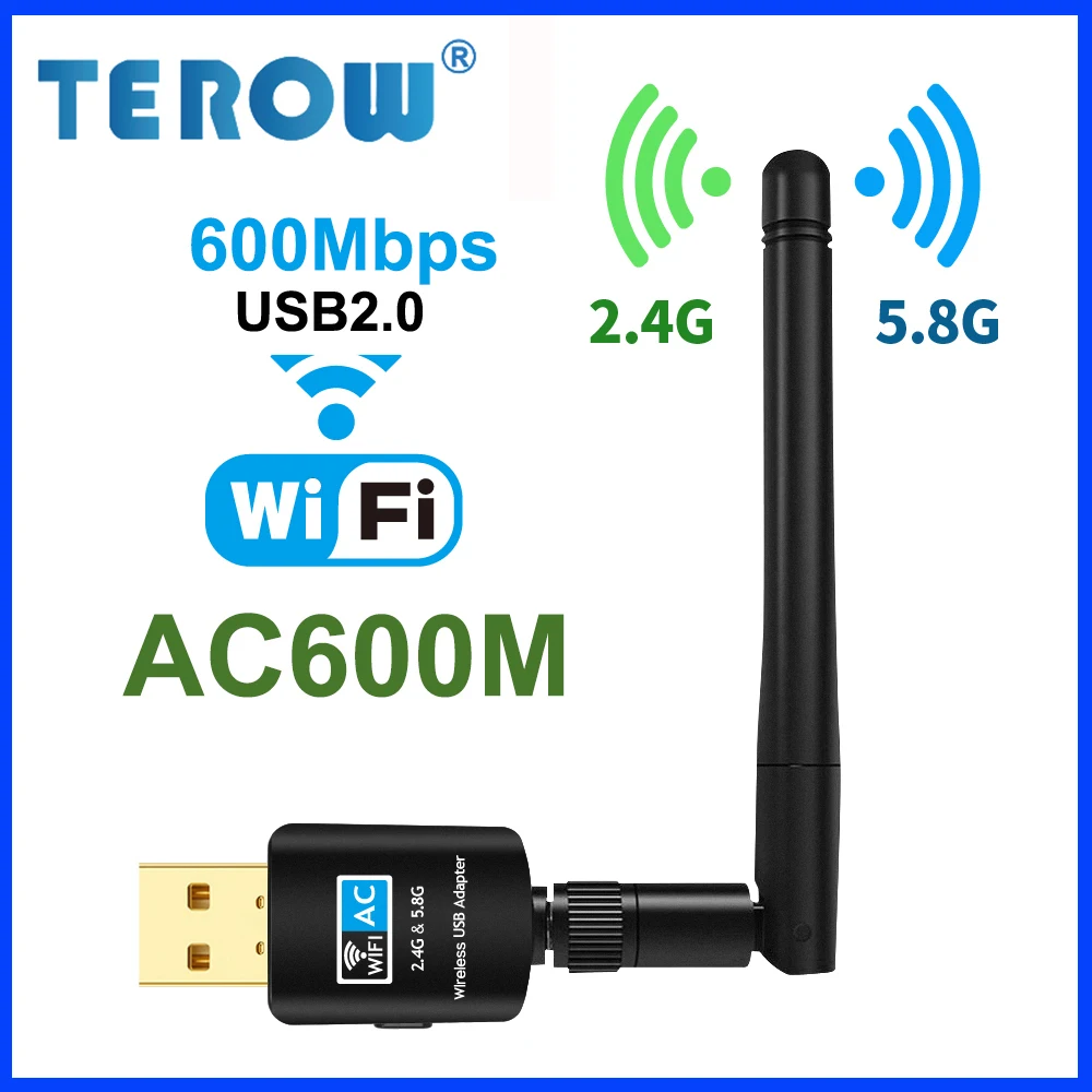 

TEROW AC600M Wifi Adapter USB2.0 600Mbps RTL8811CU 2.4GHz+5.8GHz Wifi Receiver Network Card With 2DBi Antenna AP Launcher