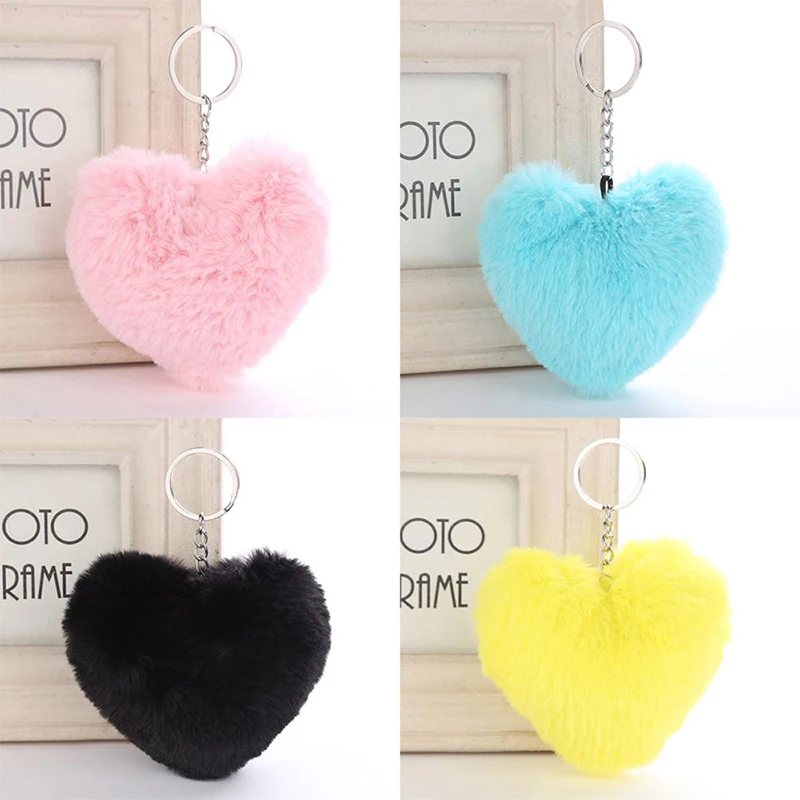 

Fashion Plush Ball Keychain Small Love Pendant Keyring Bag Pendant Car Key Chain Decorative Accessories Lady Gift New