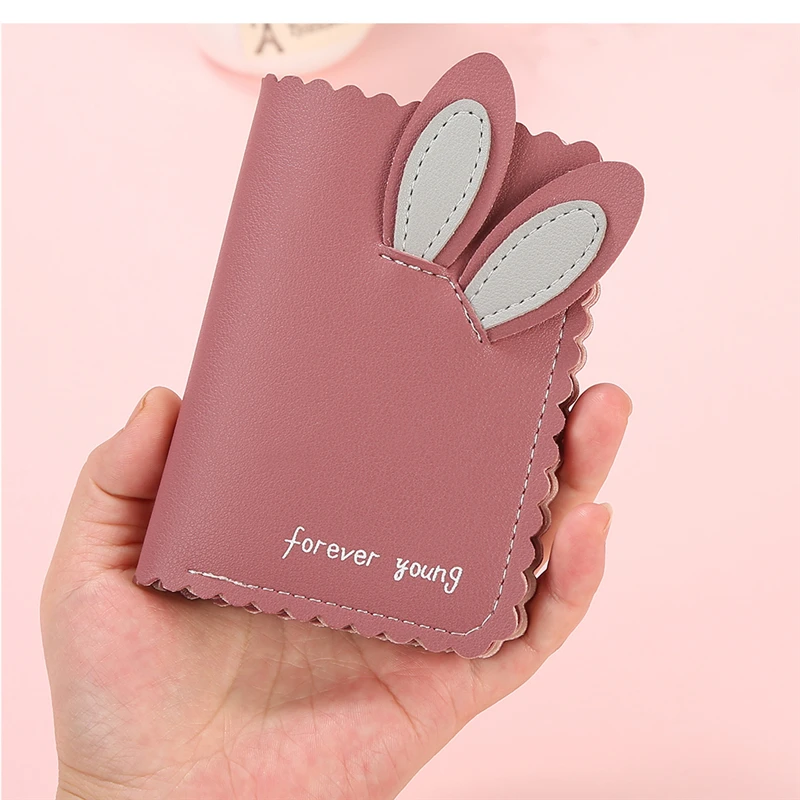 Новинка, женские кошельки Kawaii, милый кролик, держатель для карт, маленький кошелек, женский короткий дизайнерский кошелек, женский кошелек, держатель для денег