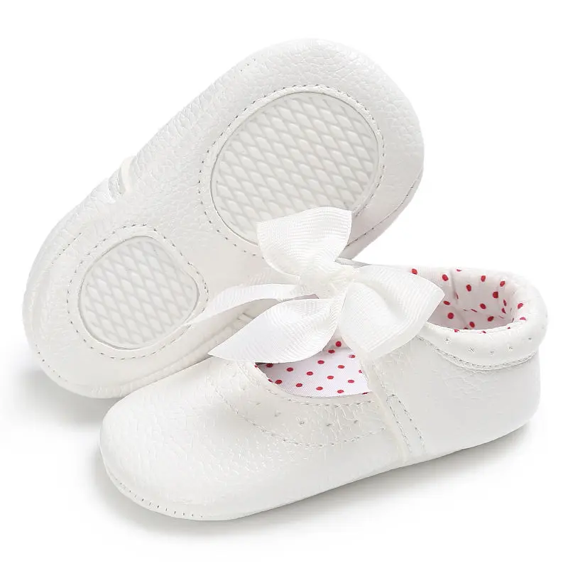 

Cute Baby Shoes Infant Baby Kids Bowknot Casual PU Princess Shoes Toddlers Slip into Prewalkers 0-18 M