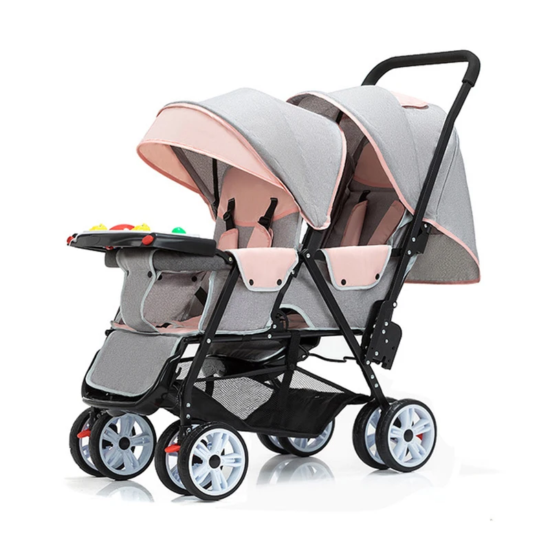 Twin Baby Stroller Lightweight Foldable Double Seat Cart Can Sit and Lie  Portable Newborn Carriage Travel Stroller