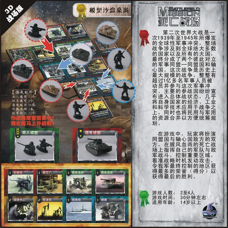 

Official War Table Game World War II Tank Soldier Model Desktop Game Dead Battlefield 3D Battlefield Edition