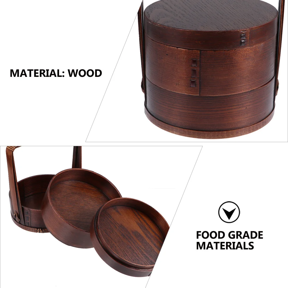 

1Pc Double Layer Wood Sushi Box Picnic Bento Box Porable Meal Box