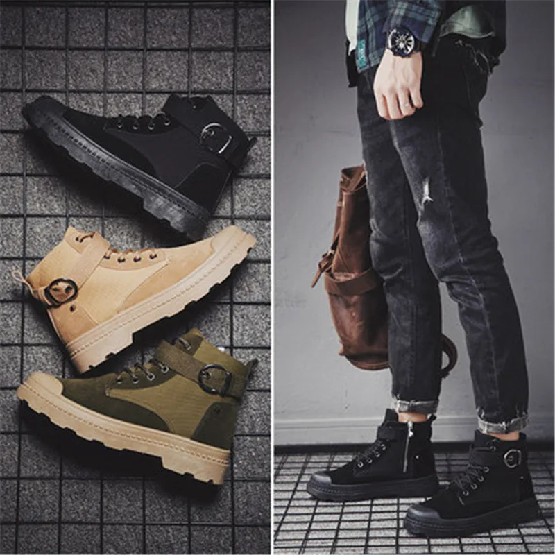 Мужская обувь с высоким берцем Новинка 2020 года базовые мужские Ботильоны