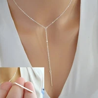 fashion metal round stick pendant y shaped tassel necklace light luxury niche design sense clavicle chain cool wind jewelry