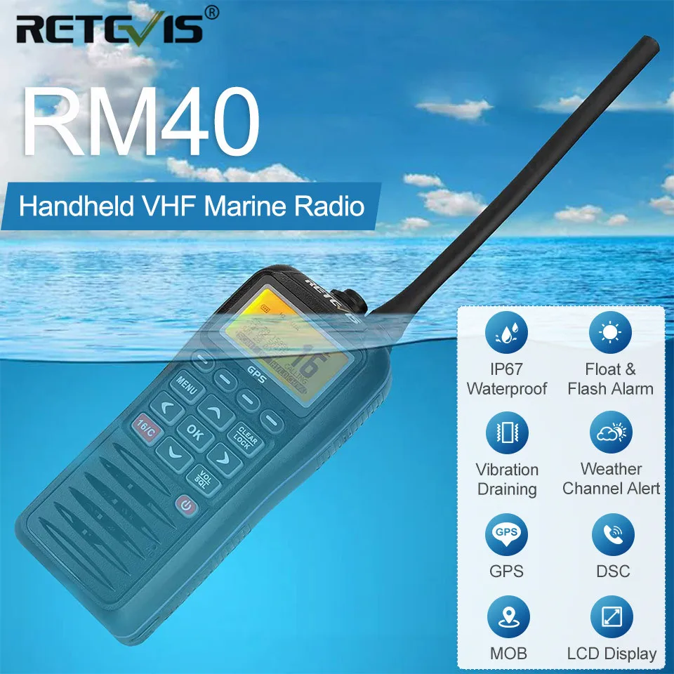 Retevis RM40 морская радиостанция диапазона VHF IPX7 водонепроницаемый двухсторонний