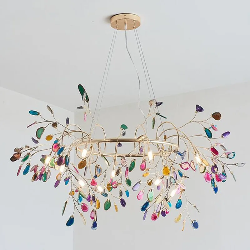 Светодиодные люстры с агатом в скандинавском стиле креативные романтические