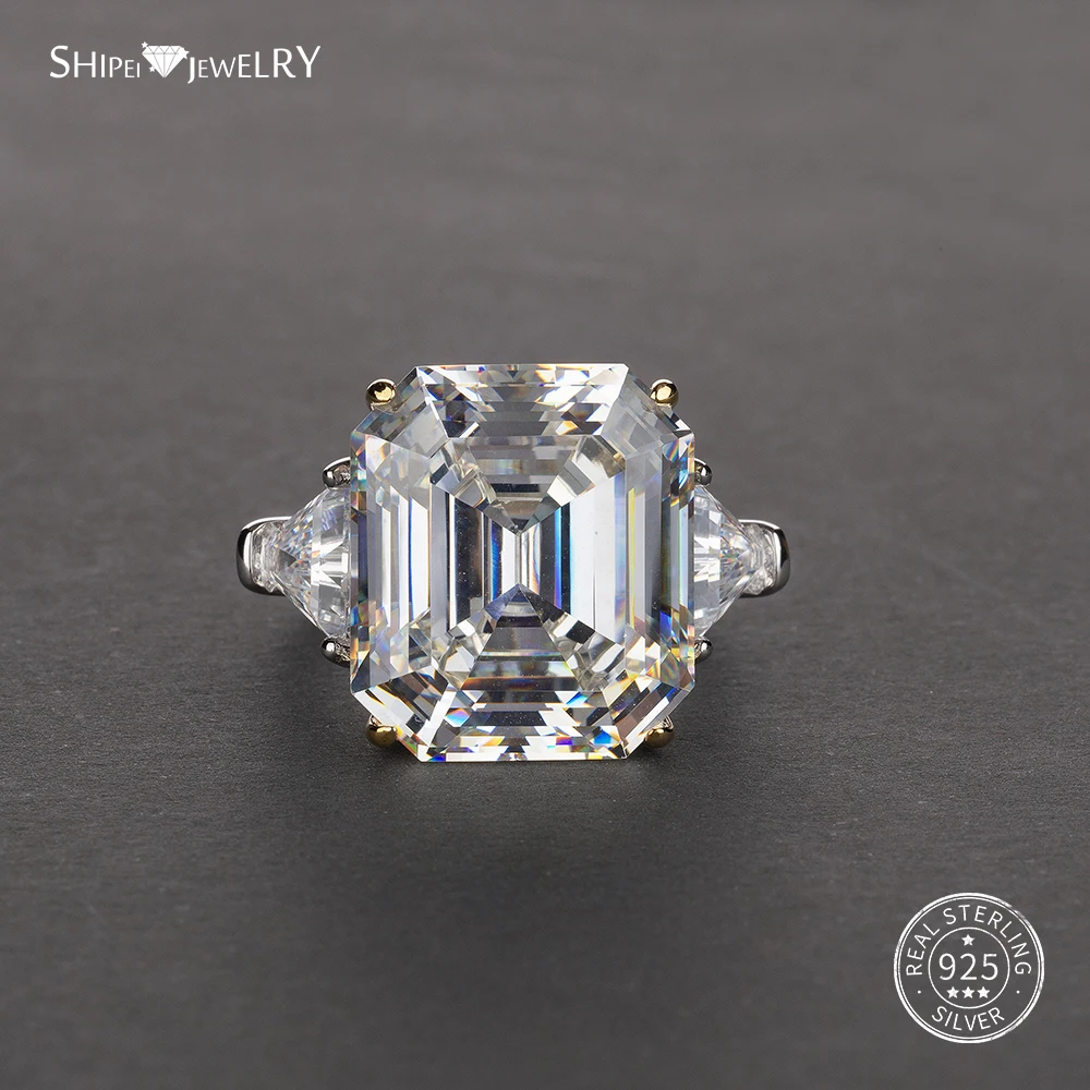 Обручальное кольцо Shipei Asscher Cut Moissanite из белого золота для женщин и мужчин 100%