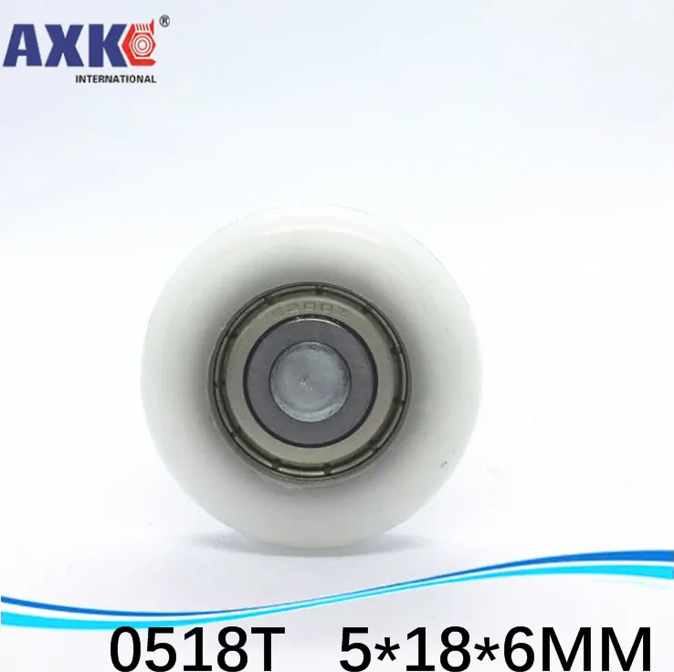 Высокое качество дверной шкив подшипник покрытый пластиком бесшумный 0518T 5*18*6 мм