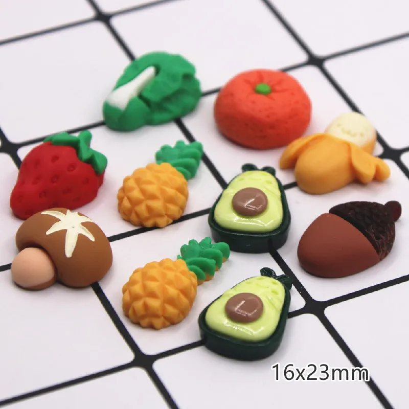 

10PCS Cute Mixed avocado/pineapple/mushroom/strawberry Flat Back Scrapbooking DIY Jewelry Craft