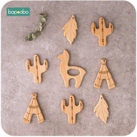 bopoobo baby teethers carriage toys 10pc wooden bird can chew beech wood educative toys teething jewelry baby wooden teether