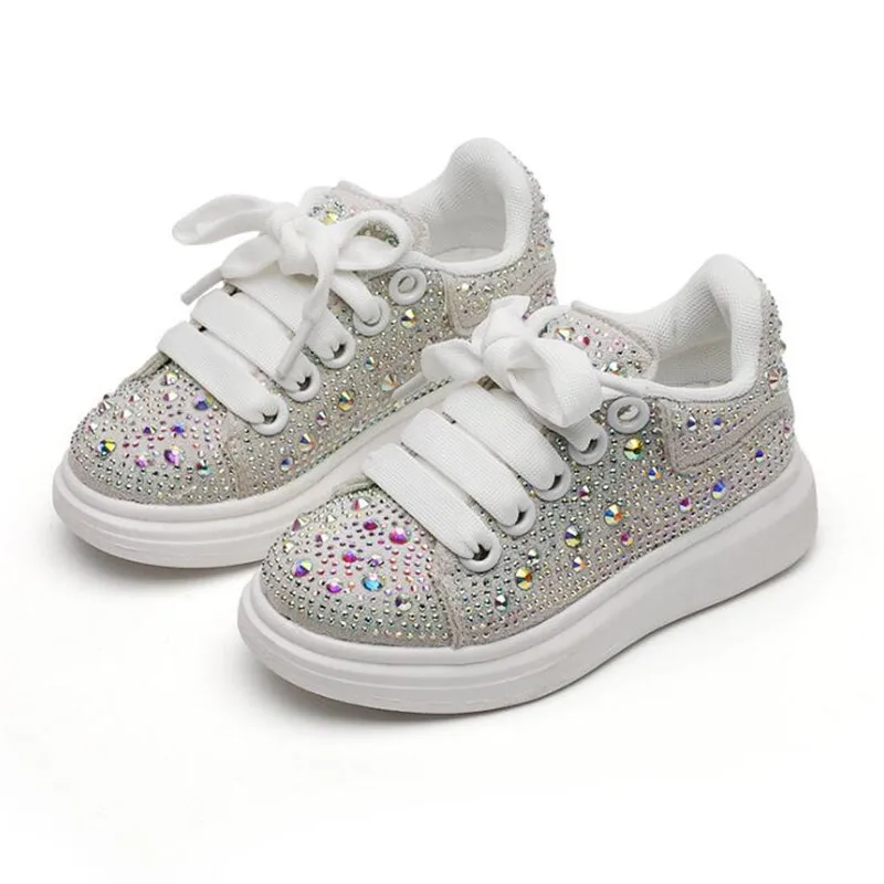 

Girl Shoes 2022 Spring Children Bright Diamond Sports Shoes Fashion Casual Shoes Wholesale Black