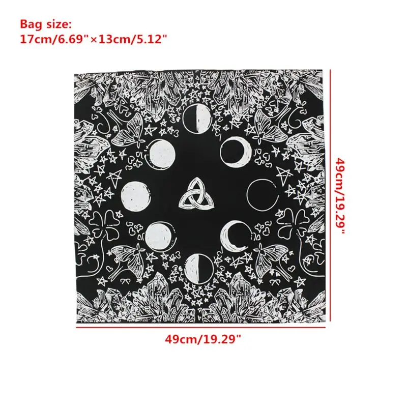 

Velvet Tarot Tablecloth with Bag Witch Divination Moon Phases Lover Altar Cloth