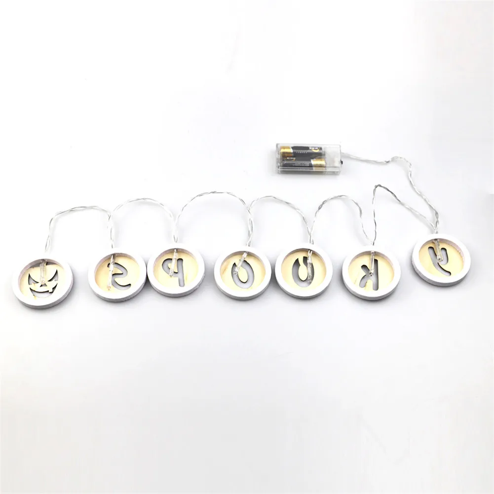 

Cute Wooden Halloween Letters LED Light String Lamp Home Decoration Hanging Pendant Ornament Craft Glow Party Supplies